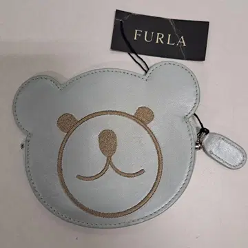 미사용 FURLA 훌라 가죽 코인 케이스 곰 지갑 블루 계열