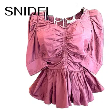 SNIDEL 퍼플 프릴 개더 블라우스 퍼프 슬리브 오분 소매