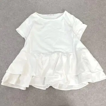 yori 요리 더블 프릴 페플럼 블라우스 코튼 화이트 티셔츠 상의