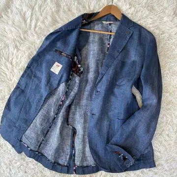 빅 사이즈 XL 린넨 100% BOB 테일러드 자켓 네이비