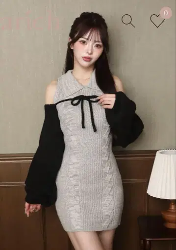 darich 숏 볼레로 니트 미니 원피스