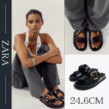 ZARA 자라 버클 플랫 샌들 24.6cm