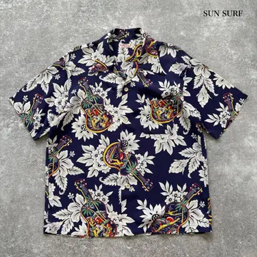 SUN SURF] 선 서핑 알로하 셔츠 우쿨렐레 하와이안 레이온