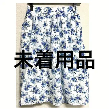 테치치의 수채화 꽃무늬 스커트 블루