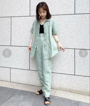CIAOPANIC 셋업 팬츠 린넨 차이나 셔츠 그린