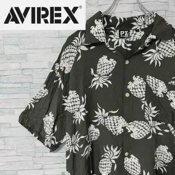 AVIREX 아비렉스 파인애플 알로하 셔츠 올 패턴 레이온 L