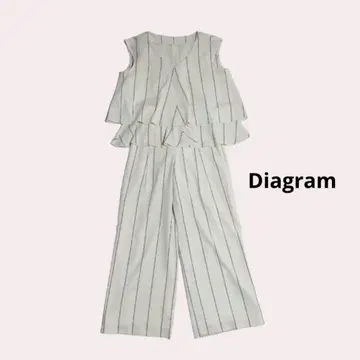 Diagram 스트라이프 페플럼 탑 팬츠 셋업
