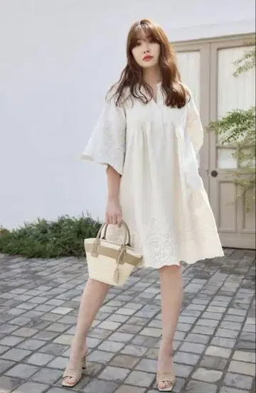herlipto 자수 포플린 드레스 원피스 M