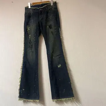 새상품급 goa 00s Y2K 부츠컷 데님 데미지 가공 프린지