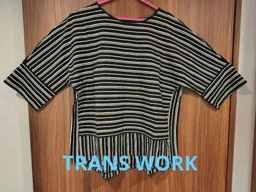 TRANS WORK 티셔츠 스트라이프 반팔 루즈한 사이즈