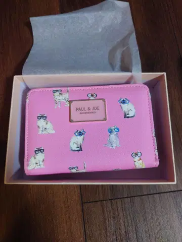 폴앤조 고양이 패턴 2단 폴더형 지갑