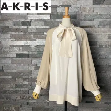 AKRIS 아크리스 리본 타이 블라우스 100% 실크 보타이