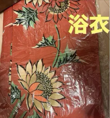 오렌지 해바라기 무늬 유카타 단품