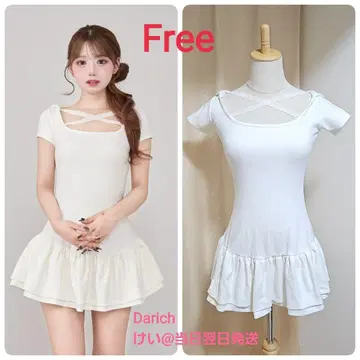 Darich 다리치 포인트 레이스 컷 미니 원피스 Free WHT