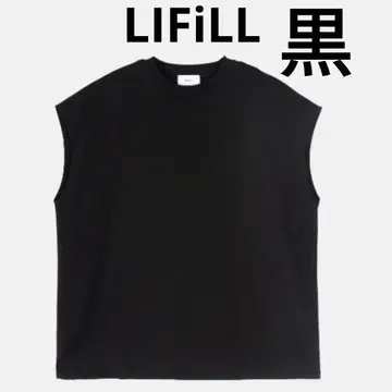 LIFILL 리필 코튼 슬리브리스 티셔츠 블랙