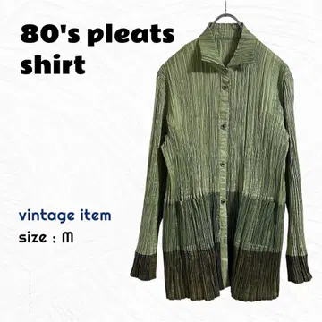 80's 플리츠 셔츠 / 빈티지 모양 기억 포켓 자켓 구제 의류