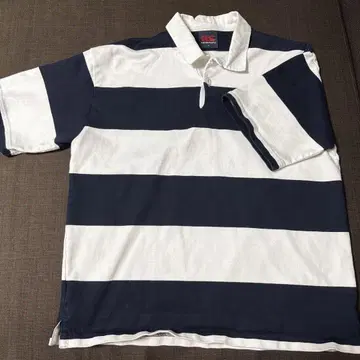 canterbury M 라거 셔츠 화이트와 네이비 스트라이프