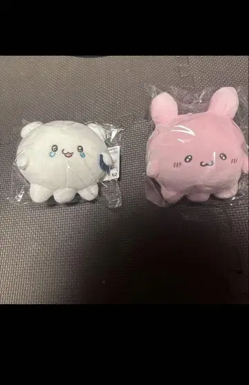 화이트와 핑크의 귀여운 봉제 인형 세트