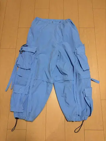 가루피 중형견 스카이블루 테크노 팬츠 카고 팬츠 포켓 부착 조정 가능
