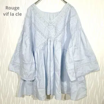 Rouge vif 루즈한 튜닉 핀턱 레이스 블라우스 체형 커버