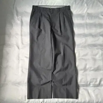 90s 빈티지 투 턱 썸머 울 와이드 슬랙스 그레이