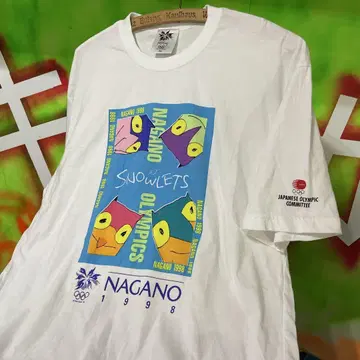 90s NAGANO 올림픽 빈티지 1998 구제 의류 티셔츠