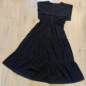 ZARA 자라 대비 탑 스티치 미디 원피스 블랙