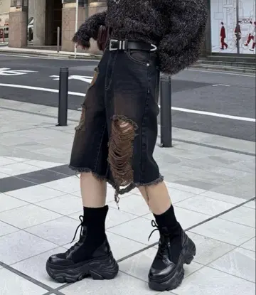 PAGEBOY 빈티지 하프 데님 팬츠