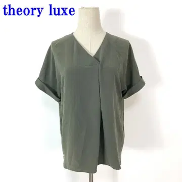 띠어리 럭스 반팔 블라우스 카키 트리아세테이트 38 C3799