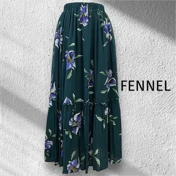 FENNEL 페넬 야마다야 롱 스커트 그린 꽃무늬