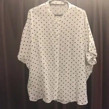 노리즈 면 100 도트 무늬 반팔 셔츠 펄 버튼 새상품급