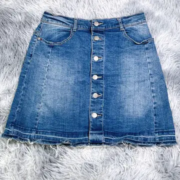 YK [NEW] TRAL [L] 데님 미니 스커트 블루 빅 사이즈 여성용