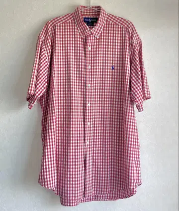 랄프 로렌 빨간색 깅엄 체크 셔츠 반팔