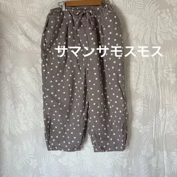 밑단 턱 테이퍼드 팬츠, 와이드 팬츠, 저리, 도트, 사만사 모스모스