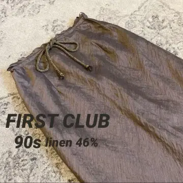 90s 레트로 브론즈 컬러 브라운 롱 타이트 스커트 새틴 린넨 46%