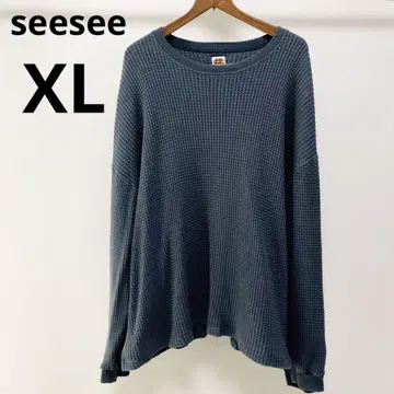 SEESEE 빅 와플 오버 사이즈 롱 슬리브 티셔츠 XL