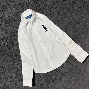 레어 Ralph Lauren 화이트 긴팔 빅 포니 셔츠