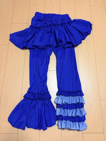 컨셉 스토어 핸드메이드 프릴이 달린 나일론 팬츠 블루