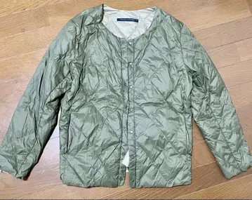 natural Laundry 올리브 그린 퀼팅 다운 자켓