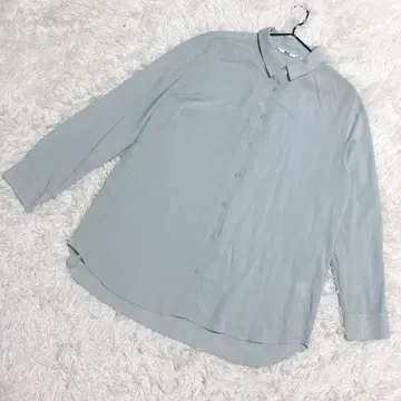 유니클로 레이온 에어리 블라우스 루즈핏 밑단 라운드 그린 (XL)