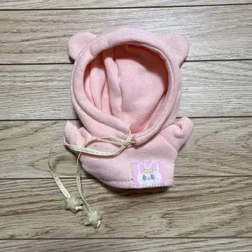 10cm 봉제 인형 곰 귀 후드티 핑크
