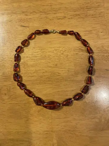 빨간색 비즈 목걸이 약 45cm
