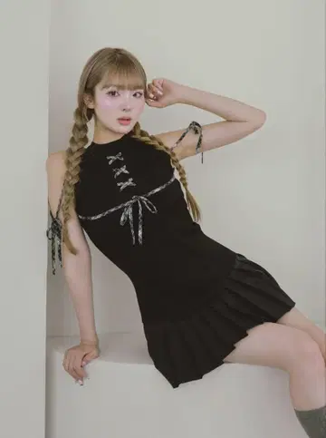 Darich 도킹 레이스업 미니 원피스