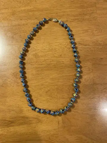 파란색 비즈 목걸이 약 45cm