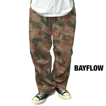 BAYFLOW 립스탑 와이드 이지 팬츠 빈티지 가공 아웃도어