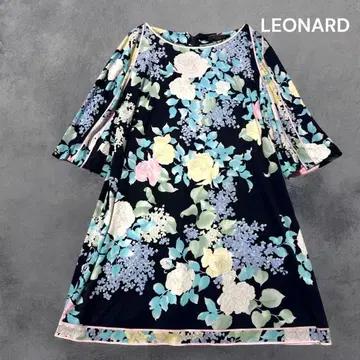 레오나르 LEONARD 캉캉 튜닉 미니 원피스 44 꽃무늬