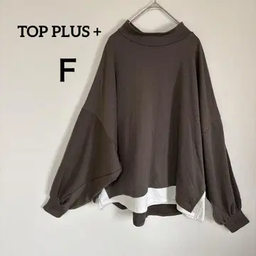 브라운 하이넥 긴팔 F 레이어드 속기모 넉넉한