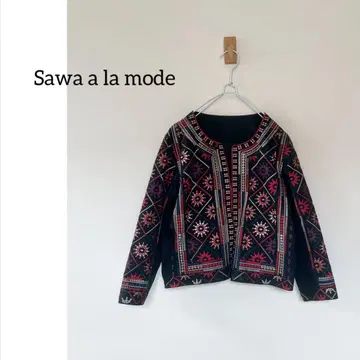 sawa a la mode 사와 아라 모드 에스닉 자수 노카라 자켓