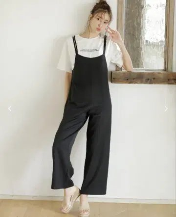 INGNI 블랙 살로펫 와이드 팬츠