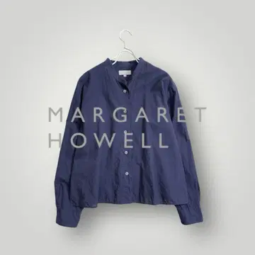 MARGARET HOWELL 네이비 셔츠 긴팔 밴드 카라